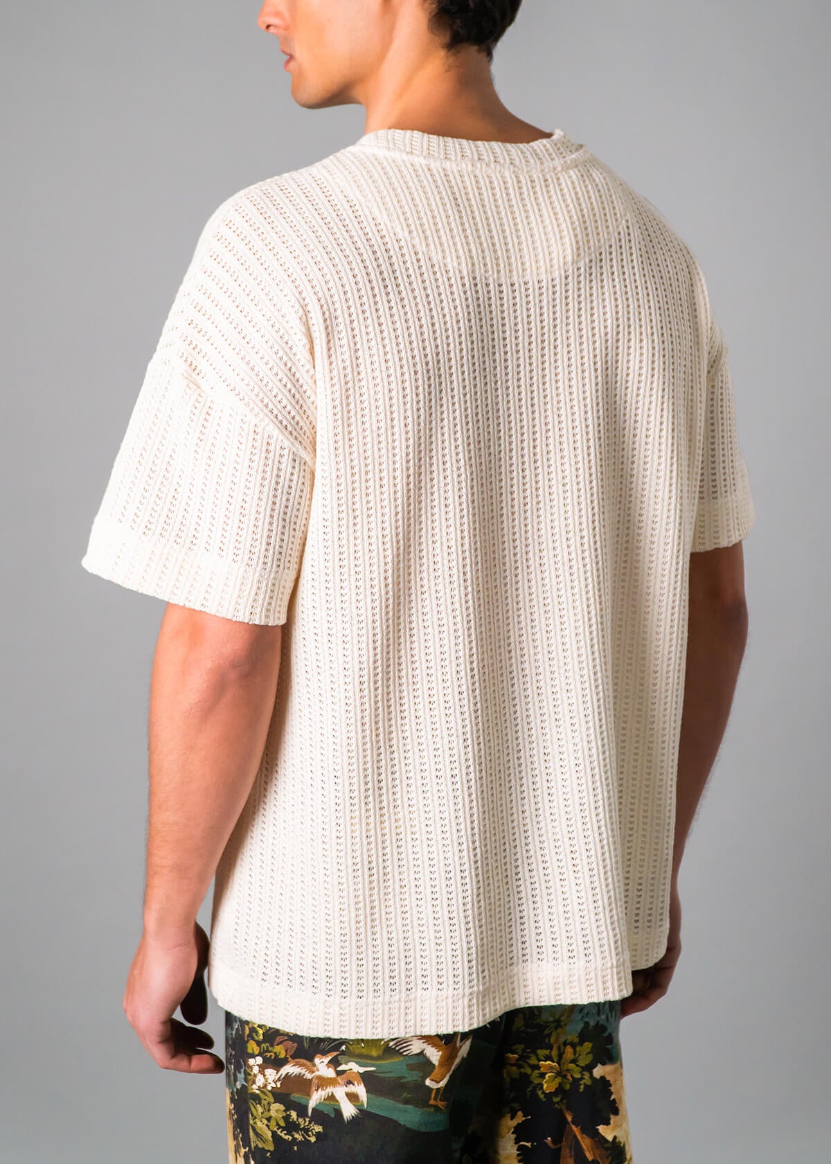 Cream Open Weave Tee