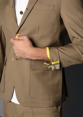 soft mens blazer in an almond tone