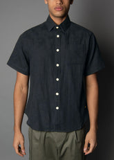relaxed fit black short sleeve mens shirt
