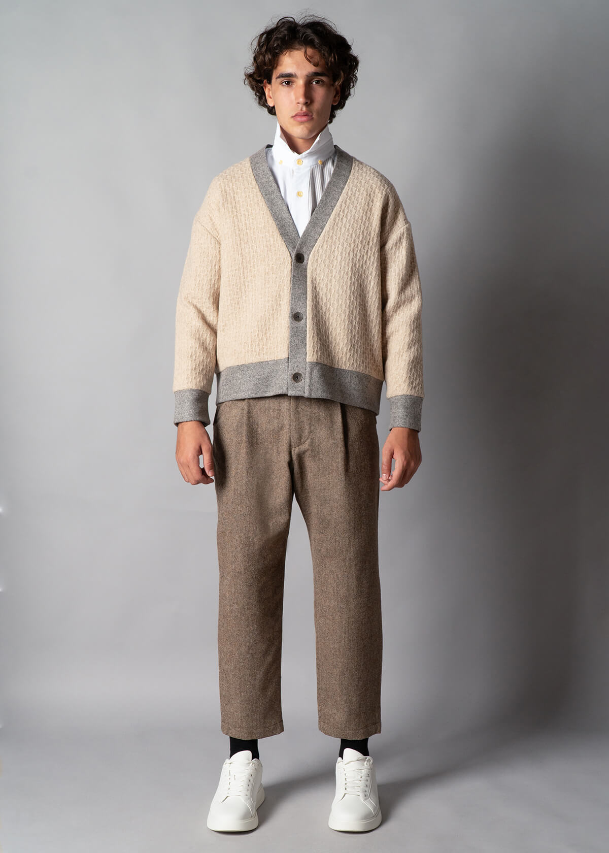 2-Tone Cardigan light Camel