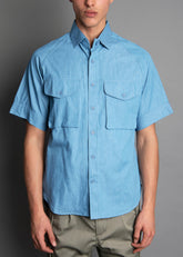 short sleeve relaxed fit denim men's shirt