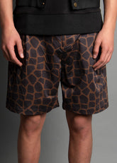 black and bronze animal print men's short